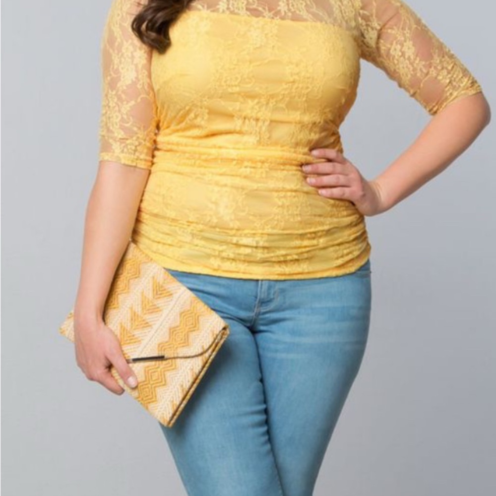 Kiyonna Yellow Ruched Blous - Picture 3 of 3